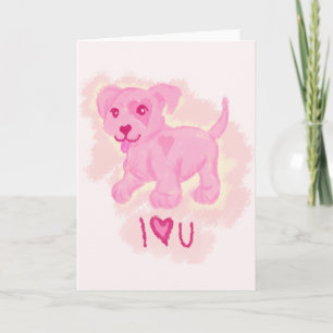 Cartes Pour Fêtes Annuelles Chiot rose