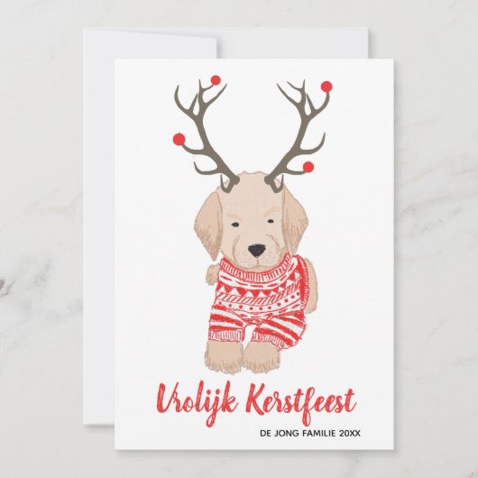 Cartes Pour Fêtes Annuelles Chiot roumain Kerst Trui Gewei (Devant)