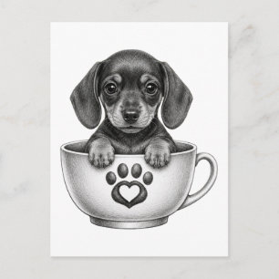 Cartes Pour Fêtes Annuelles Chiot Teckel Tasse à Thé