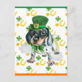Cartes Pour Fêtes Annuelles Chiot Teckel Trèfle St. Patrick (Devant)