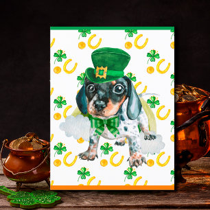 Cartes Pour Fêtes Annuelles Chiot Teckel Trèfle St. Patrick