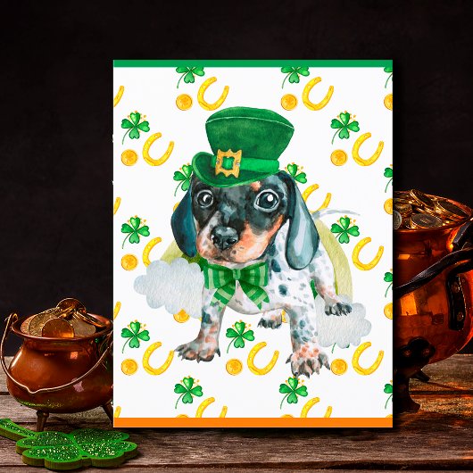 Cartes Pour Fêtes Annuelles Chiot Teckel Trèfle St. Patrick