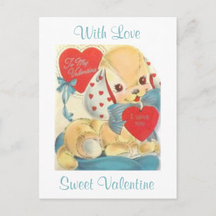 Cartes Pour Fêtes Annuelles Chiot Valentine Vintage le plus doux
