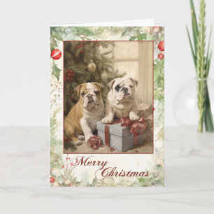 Cartes Pour Fêtes Annuelles Chiots Bouledogue Anglais Victorien pour Noël