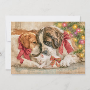 Cartes Pour Fêtes Annuelles Chiots Chien Chatons Amour Noël 