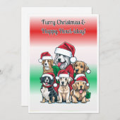 Cartes Pour Fêtes Annuelles Chiots de Noël, Imprimable (Devant / Derrière)