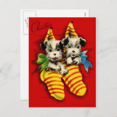 Cartes Pour Fêtes Annuelles Chiots en bas (Devant / Derrière)