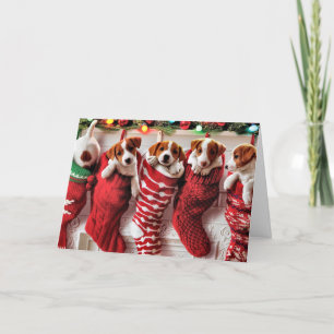 Cartes Pour Fêtes Annuelles Chiots mignons à l'intérieur des objets de Noël