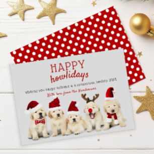 Cartes Pour Fêtes Annuelles Chiots mignons "Joyeux Nohellidays" Noël