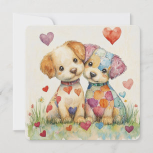 Cartes Pour Fêtes Annuelles Chiots Patchwork pour la Saint-Valentin