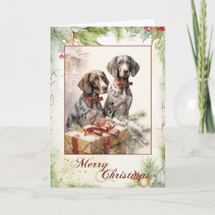 Cartes Pour Fêtes Annuelles Chiots Pointer Victorien Noël