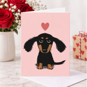 Cartes Pour Fêtes Annuelles Chiots teckel à longs poils pour la Saint-Valentin