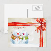 Cartes Pour Fêtes Annuelles Chirstmas Snowmen (Devant / Derrière)