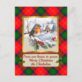 Cartes Pour Fêtes Annuelles Chisholm Tartan avec Robin Personnalisé (Devant)