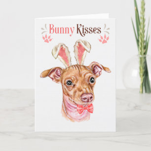 Cartes Pour Fêtes Annuelles Chiweenie Dog in Bunny Oreilles pour Pâques