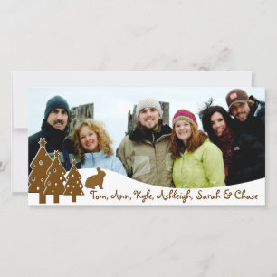 Cartes Pour Fêtes Annuelles Chocolat Arbres & Bunny Photo de famille de vacanc