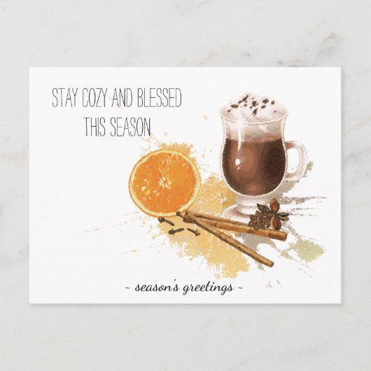 Cartes Pour Fêtes Annuelles Chocolat chaud Orange Saison Salutations (Devant)