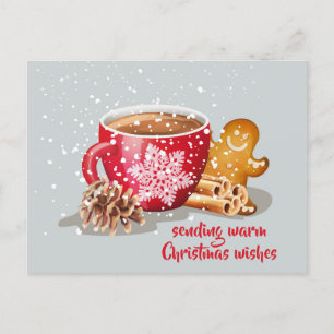 Cartes Pour Fêtes Annuelles Chocolat chaud pain d'épices voeux Noël
