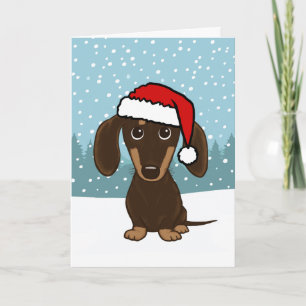 Cartes Pour Fêtes Annuelles Chocolat Dachshund Père Noël mignonne chien Noël