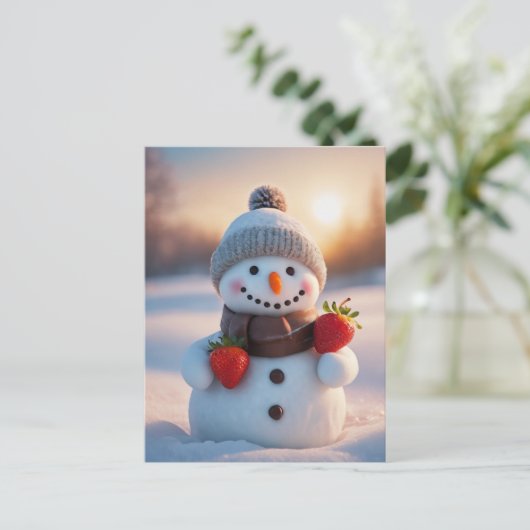 Cartes Pour Fêtes Annuelles chocolat et fraise bonhomme de neige (Debout devant)