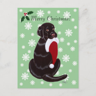 Cartes Pour Fêtes Annuelles Chocolat Flocon de neige Labrador & Santa Hat