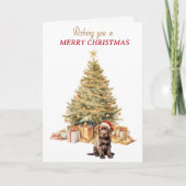 Cartes Pour Fêtes Annuelles Chocolat Gold Tree Labrador Retriever Puppy (Devant)