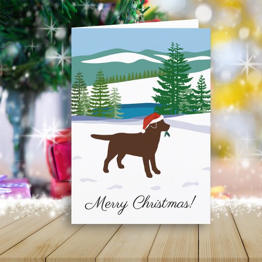 Cartes Pour Fêtes Annuelles Chocolat Labrador Christmas Winter View