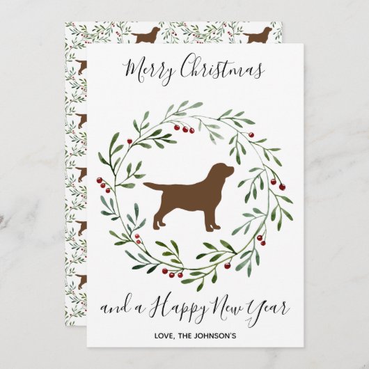 Cartes Pour Fêtes Annuelles Chocolat Labrador Elegant Chien Joyeux Noël (Devant / Derrière)
