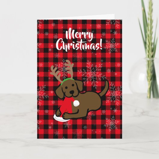 Cartes Pour Fêtes Annuelles Chocolat Labrador et bande dessinée de Noël de (Devant)