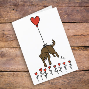 Cartes Pour Fêtes Annuelles Chocolat Labrador Heart Balloon Merci