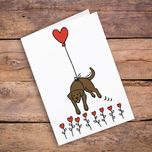Cartes Pour Fêtes Annuelles Chocolat Labrador Heart Balloon Merci