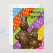 Cartes Pour Fêtes Annuelles Chocolat lapins de Pâques (Devant / Derrière)