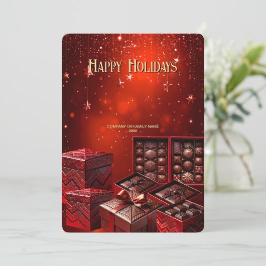 Cartes Pour Fêtes Annuelles Chocolate Candy Christmas Holiday Card (Debout devant)
