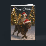 Cartes Pour Fêtes Annuelles Chocolate  Labrador & Partridge Christmas card<br><div class="desc">Humorous Christmas holiday card featuring a chocolate / brown Labrador and a Partridge in an apparent truce over the Christmas period! The Partridge is riding the chocolate / brown Labrador in a snowy scene with Christmas trees twinkling in the background. You can easily personalise the text to your heart's content!...</div>