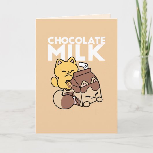 Cartes Pour Fêtes Annuelles Chocolate Milk Sipping on Bliss – Kawaii Cat Food (Devant)