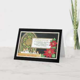 Cartes Pour Fêtes Annuelles Choeur de la jeunesse de Noël, église, poinsettia