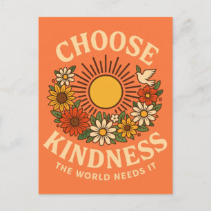 Cartes Pour Fêtes Annuelles Choisissez Kindness Retro Floral Art