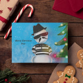 Cartes Pour Fêtes Annuelles Cholo Snowman Foot Noël Lumières Arbre Neige