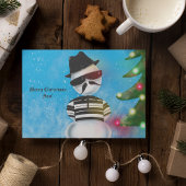 Cartes Pour Fêtes Annuelles Cholo Snowman Foot Noël Lumières Arbre Neige