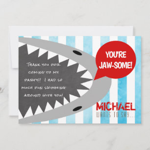 Cartes Pour Fêtes Annuelles Chomp Chomp Vous êtes Jaw-some requin thème Merci