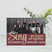 Cartes Pour Fêtes Annuelles Chorale Merry Christmas Singer Musique Photo (Debout devant)