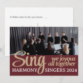 Cartes Pour Fêtes Annuelles Chorale Merry Christmas Singer Musique Photo (Devant / Derrière)