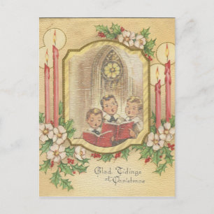 Cartes Pour Fêtes Annuelles Chorale Vintage Noël Garçons Avec Bougies