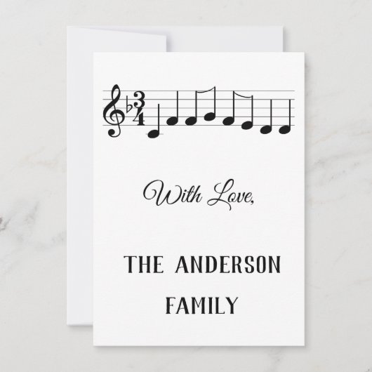 Cartes Pour Fêtes Annuelles Chords We Wings you a Joyeux Noël Notes musicales (Devant)