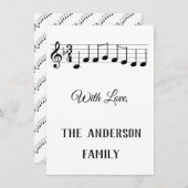 Cartes Pour Fêtes Annuelles Chords We Wings you a Joyeux Noël Notes musicales (Devant / Derrière)