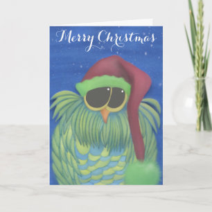 Cartes Pour Fêtes Annuelles Chouette adorable avec chapeau de Santa