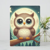 Cartes Pour Fêtes Annuelles Chouette bébé la nuit avec lune (Debout devant)