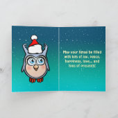 Cartes Pour Fêtes Annuelles Chouette Bébé mignonne célébrant Noël (Intérieur)