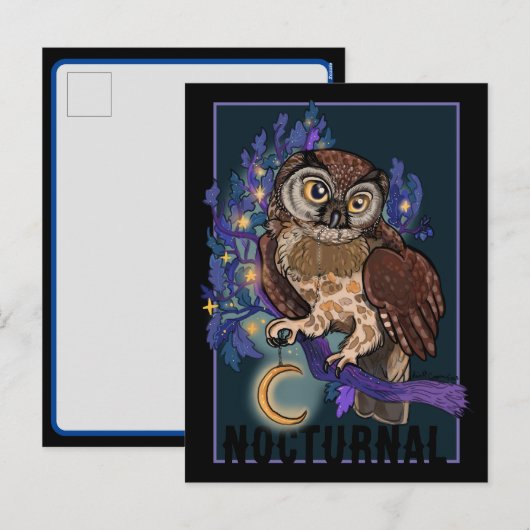 Cartes Pour Fêtes Annuelles Chouette boréale Nocturne (Devant / Derrière)