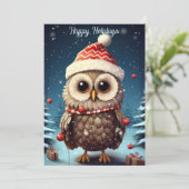 Cartes Pour Fêtes Annuelles Chouette de Noël (Debout devant)